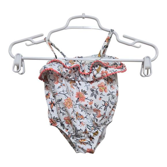 Janie and Jack swim suit infants 6 to 12 monthswhite pink floral one piece upf